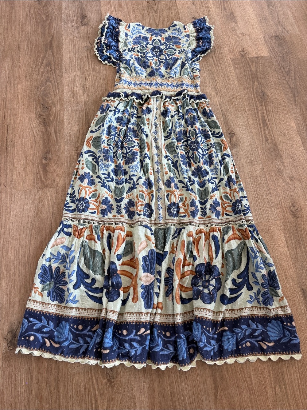 FARM Rio Ocean Tapestry Dress Embroidered Floral Mint Maxi - Picture 16 of 16